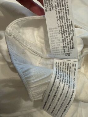 Abercrombie & Fitch Cream Elastic Waist Linen Blend Pants